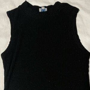 Francescas Mock Neck Knit Tank Top | Black | Size Small